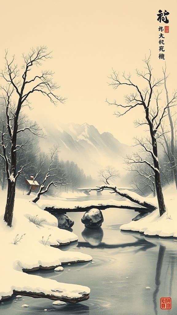 Frozen River in Equilibrium, Chinese Vintage Style