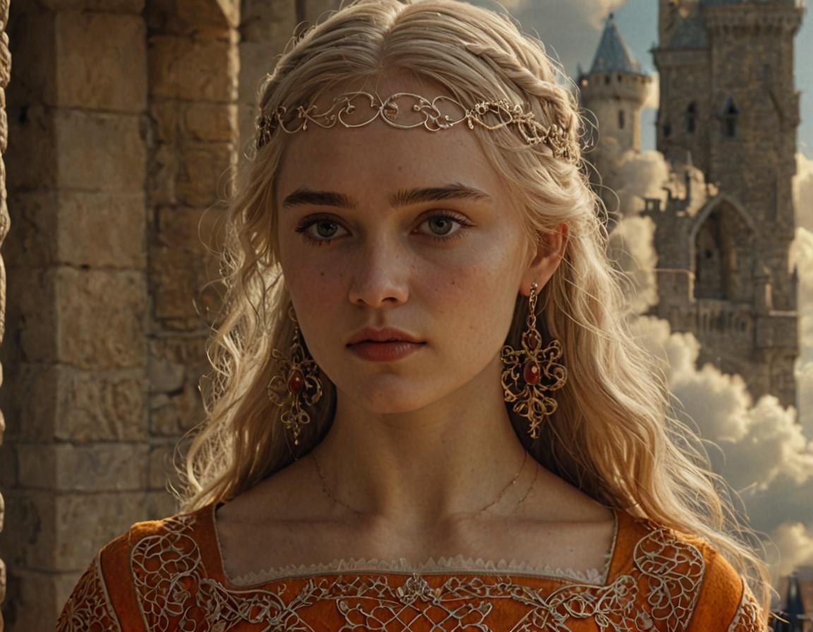 Medieval Lady on Balcony in Game of Thrones Style