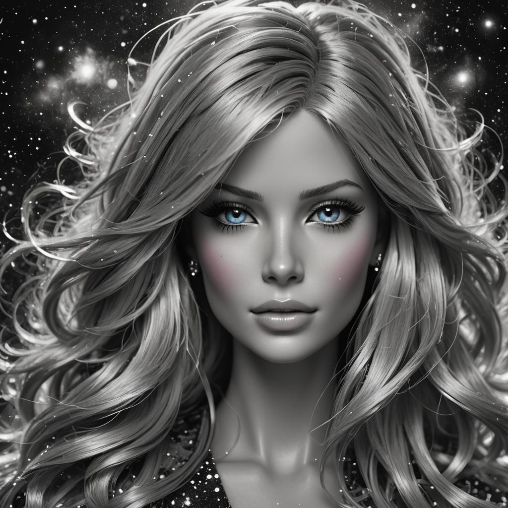 Hyperrealistic Portrait with Galaxy Background