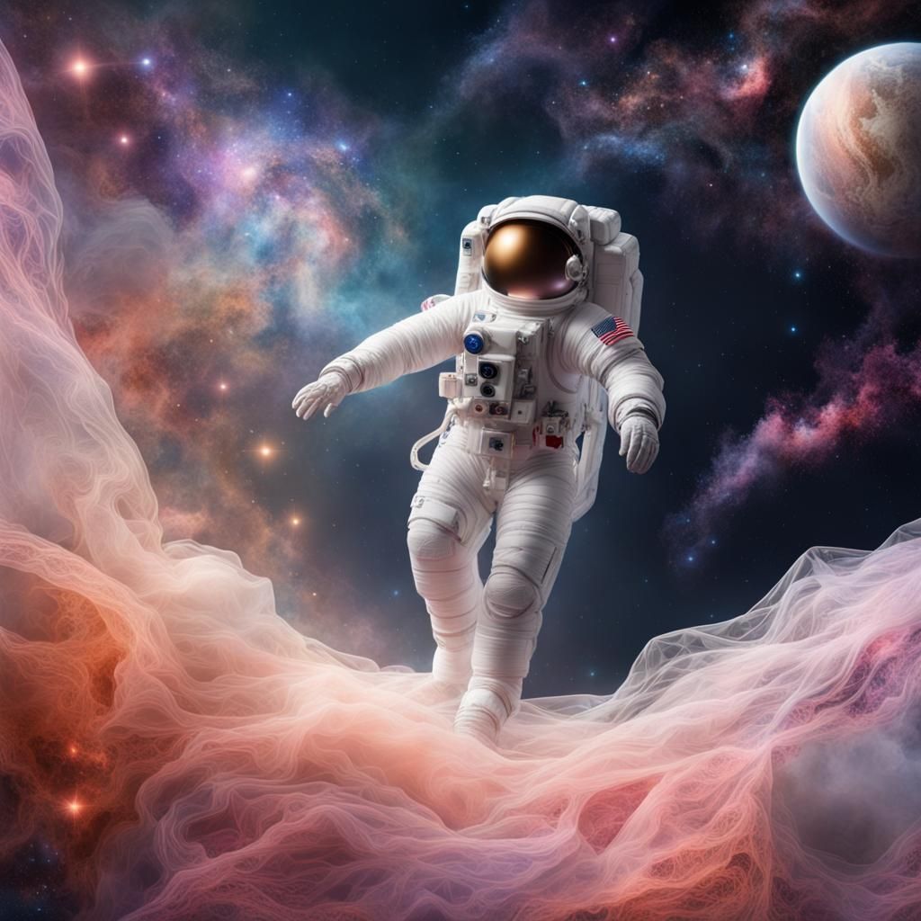 Astronaut in Silk Lace Nebula Fantasy