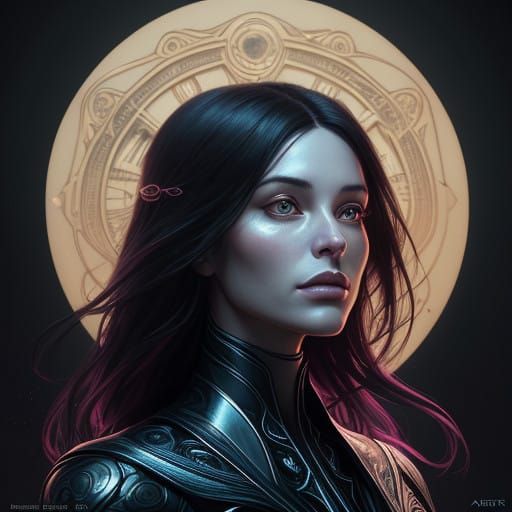 Elegant And Enigmatic Warrior in Art Nouveau Style