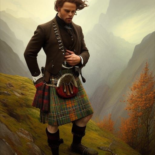 Highland Climber in Art Nouveau Style