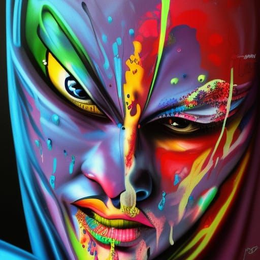 Cloaked Villain in Graffiti Street Art Style