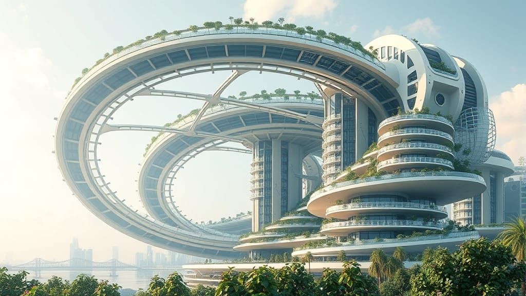 Sustainable Futuristic Megastructure in Urban Landscape