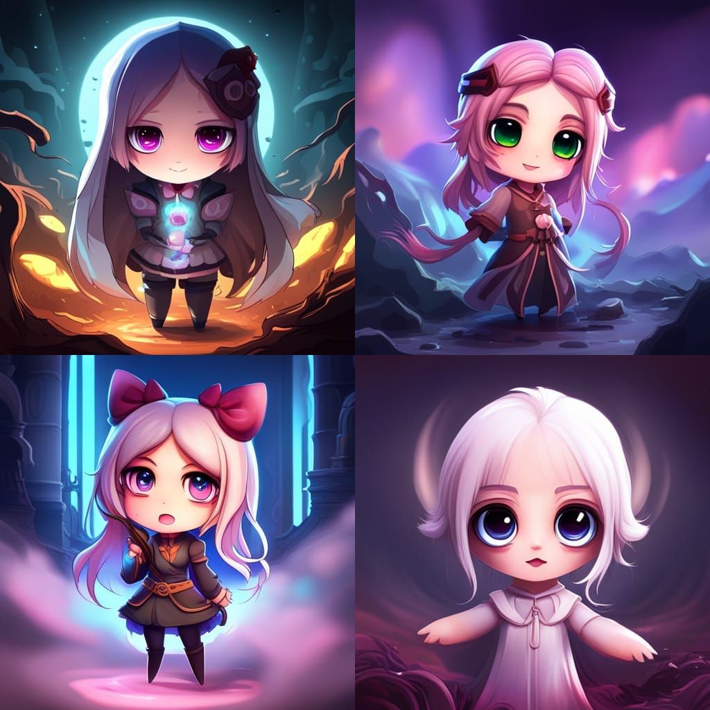 Cute Kawaii Chibi Ghost in Detailed Matte Painting