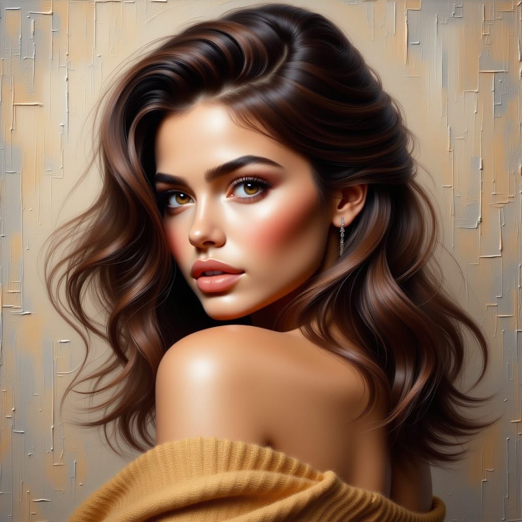 Radiant Woman in Impasto Oil Portrait