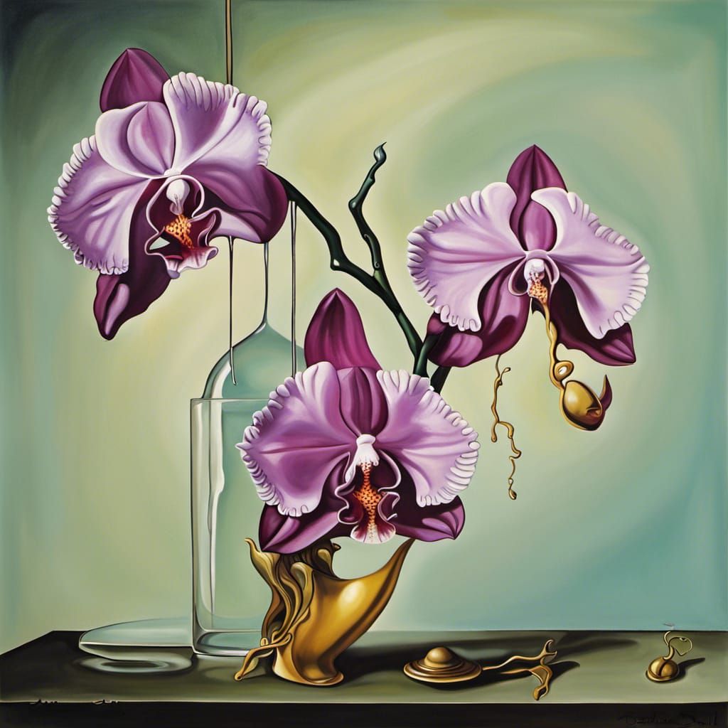 Surrealist Orchid Inspired by Salvador Dali