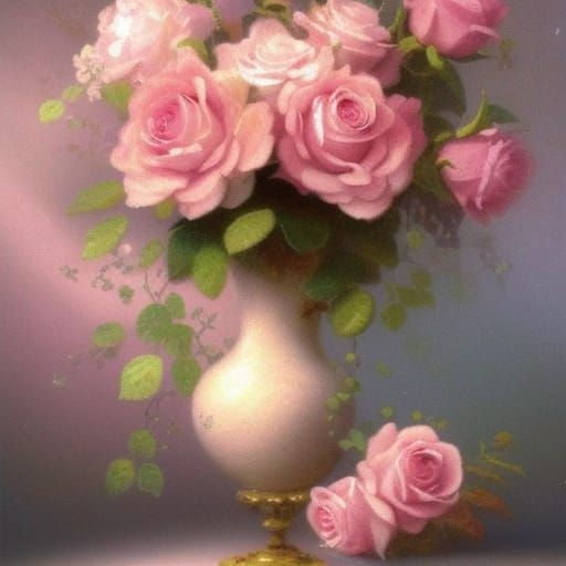 Pink Roses Bouquet in Ethereal Fantasy Style