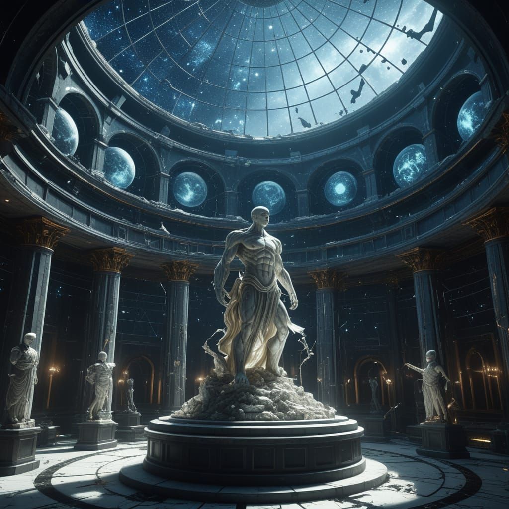 Arcane Energy Marble Sculptures in Cosmic Observatory