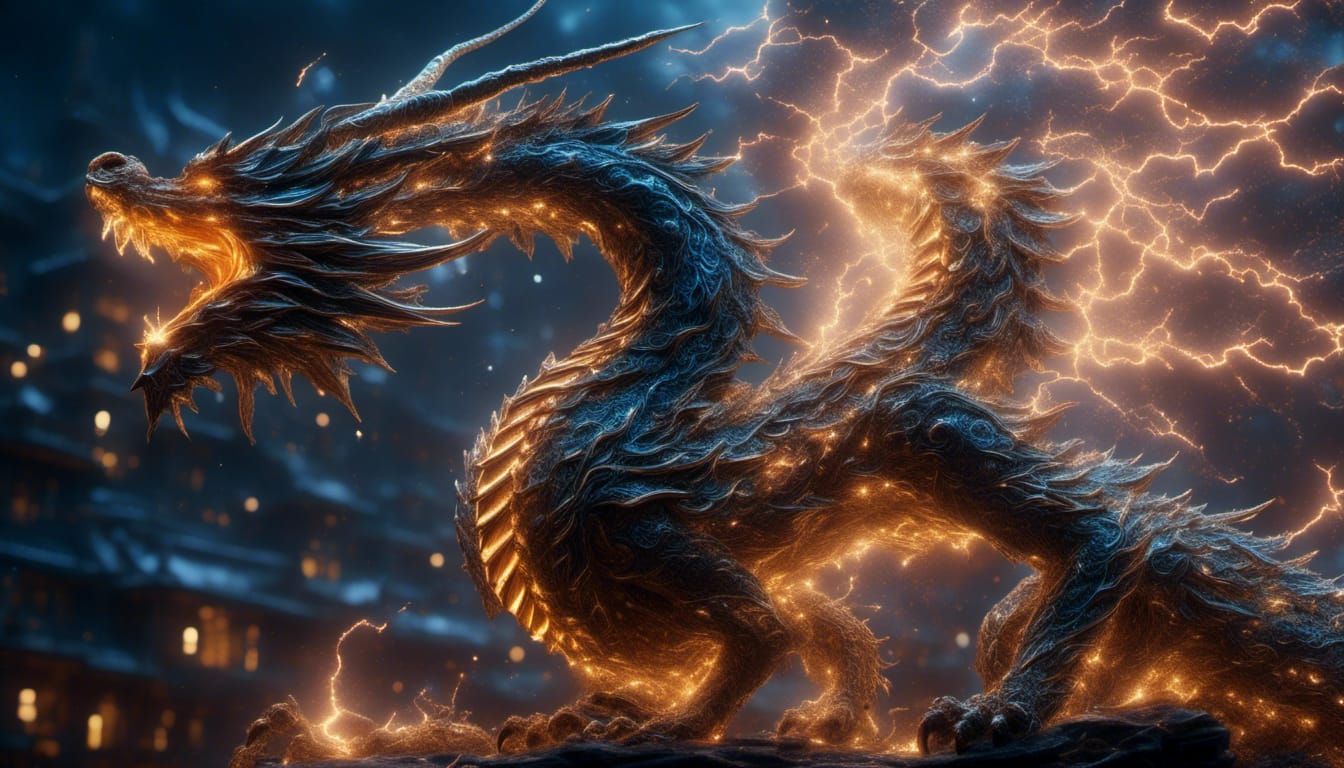 Prismatic Lightning Dragon in Cinematic Lighting