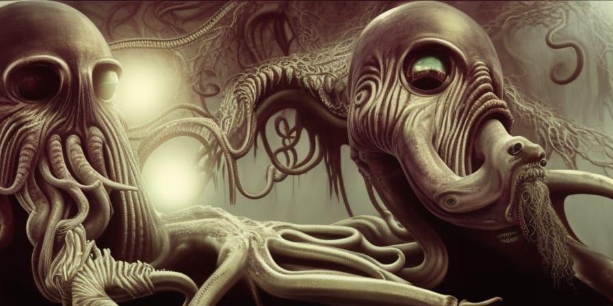 Surreal Hybrid Creature in Dystopian Giger Style