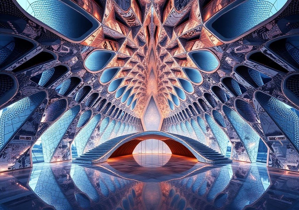 Futuristic Magnetic Architecture in Zaha Hadid Style