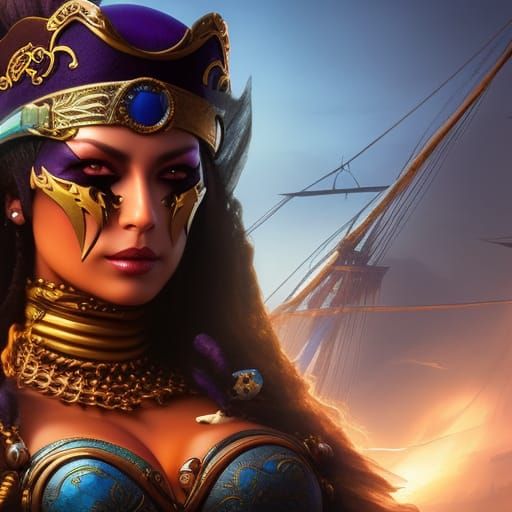 Steampunk Pirate Queen in Volumetric Lighting