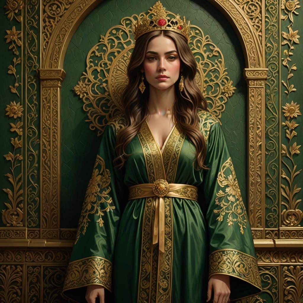 Elegant Byzantine Queen in Regal Attire