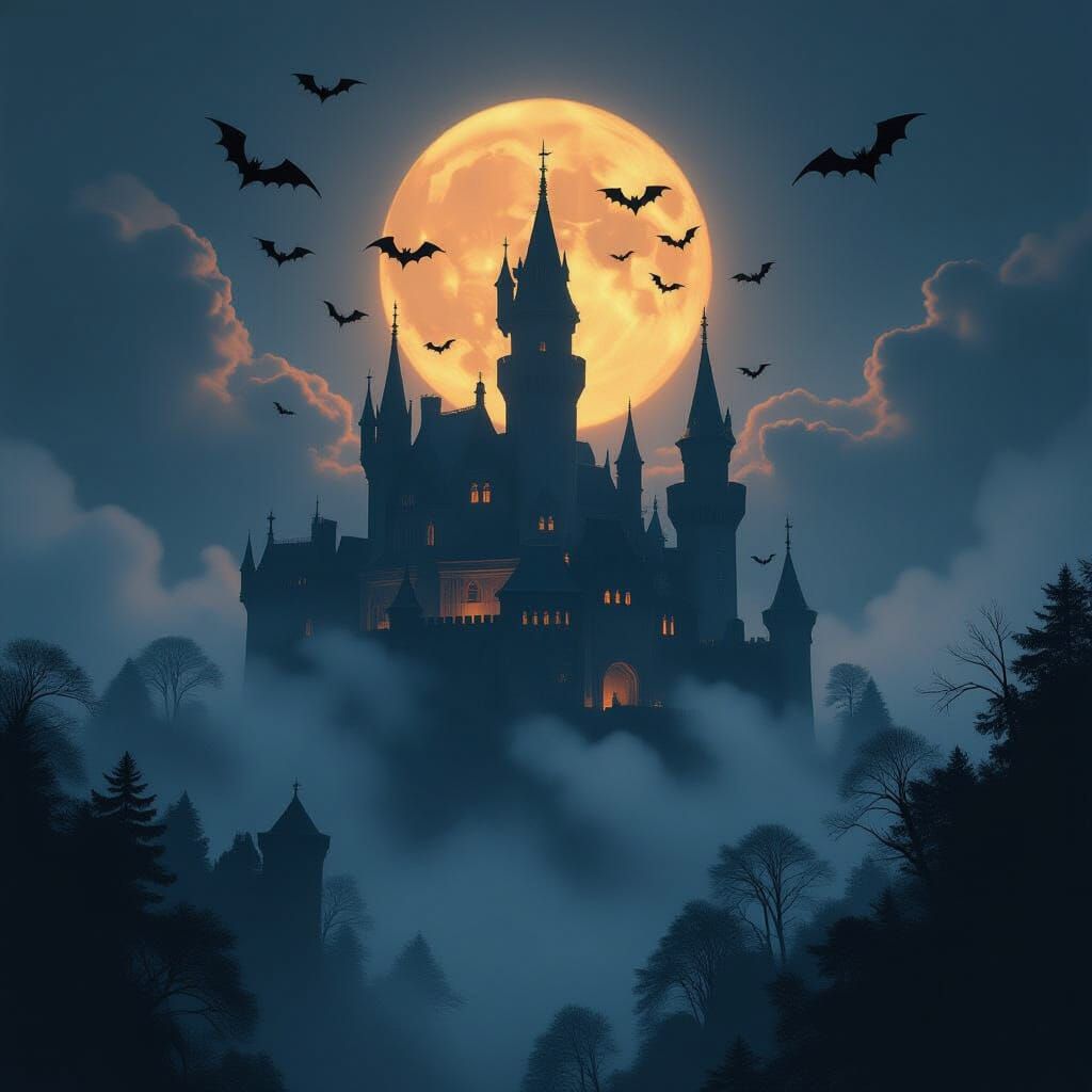 Castlevania Castle in Cinematic Oil Painting Style