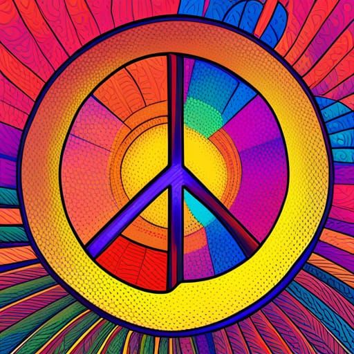 Woodstock Peace: Geometric Pop Art in Triadic Colors