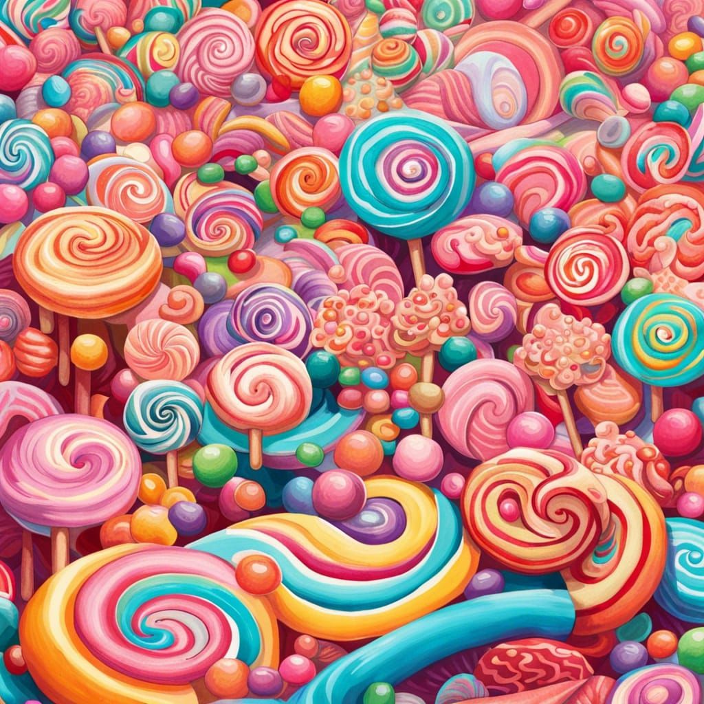 Vibrant Gouache Candy Shop Wonderland