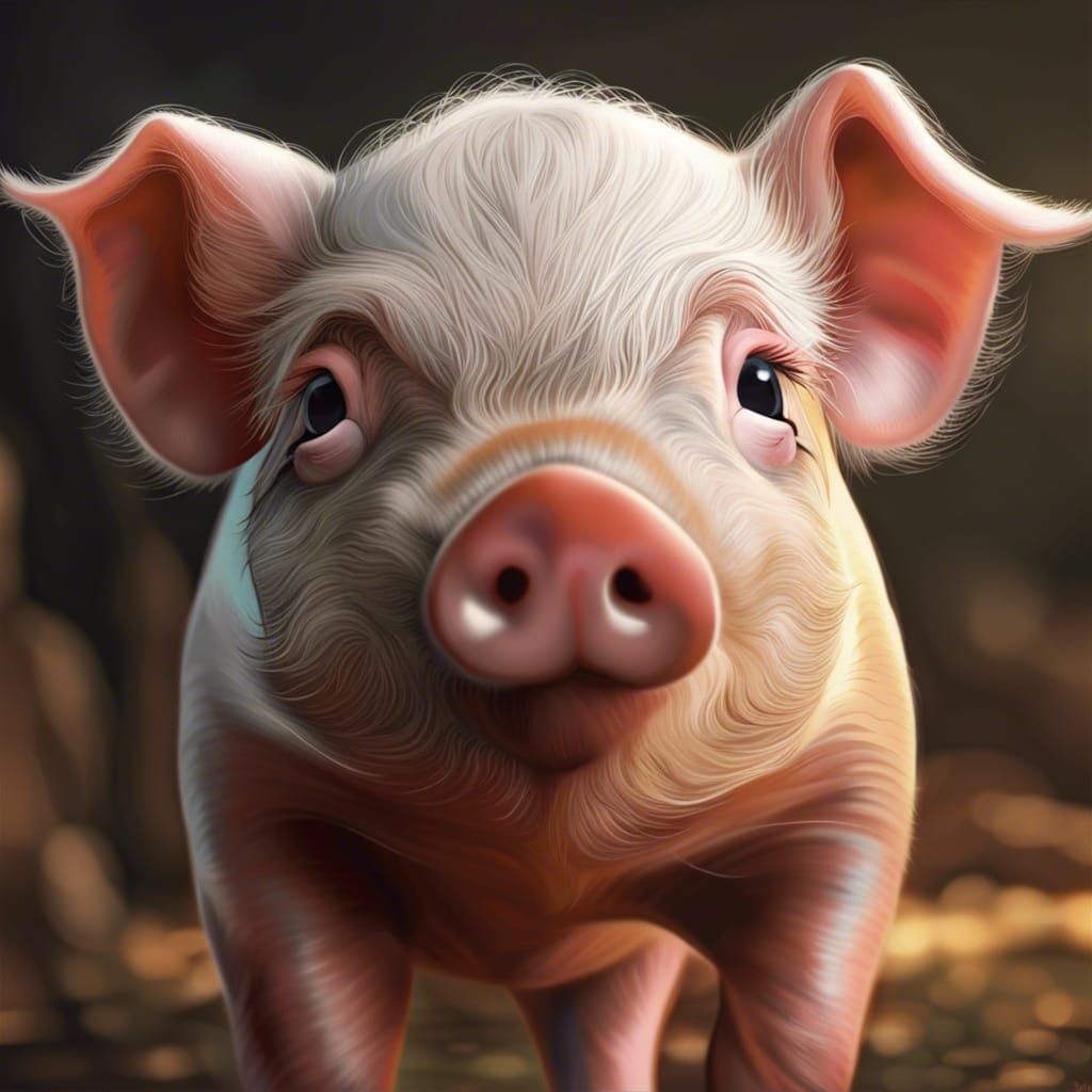 Realistic Close-Up of a Cute Pig