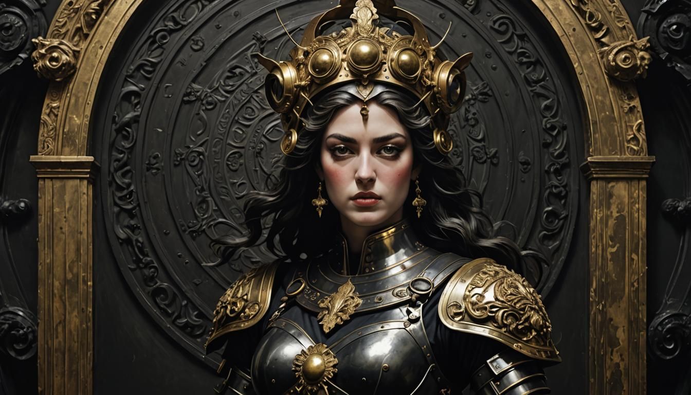 Baroque Greek Goddess of War in Goddesscore Armor