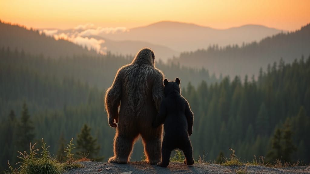 Fantastical Forest Encounter in a Golden Sierra Valley Dusk
