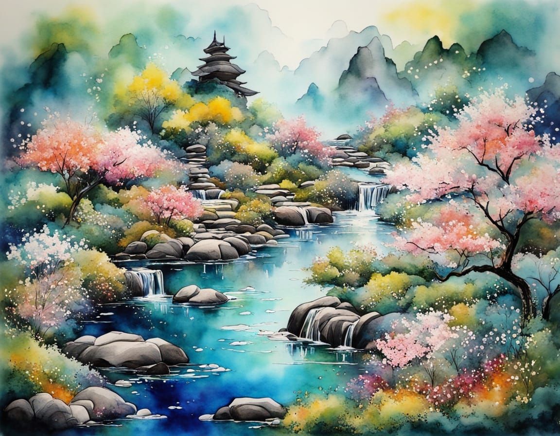 Ethereal Zen Garden in Full Bloom