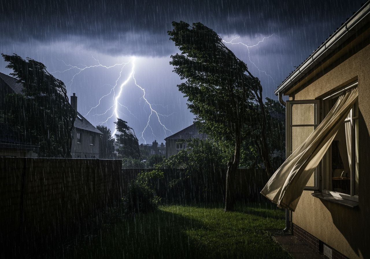 Summer Storm Unleashed in Suburban Backyard