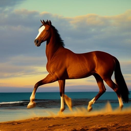 Centaur Portrait on Beach at Sunrise