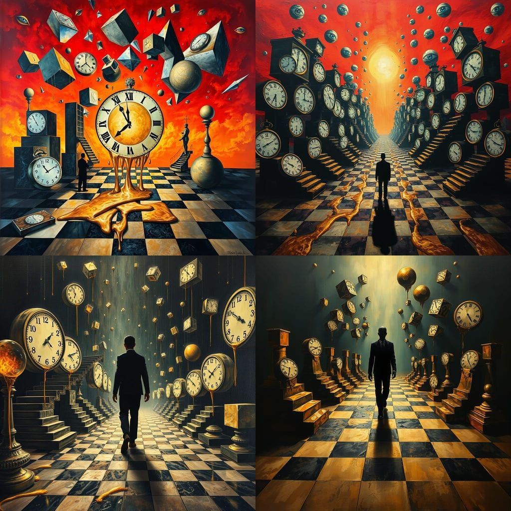 Melting Time: A Surrealist Oil Painting