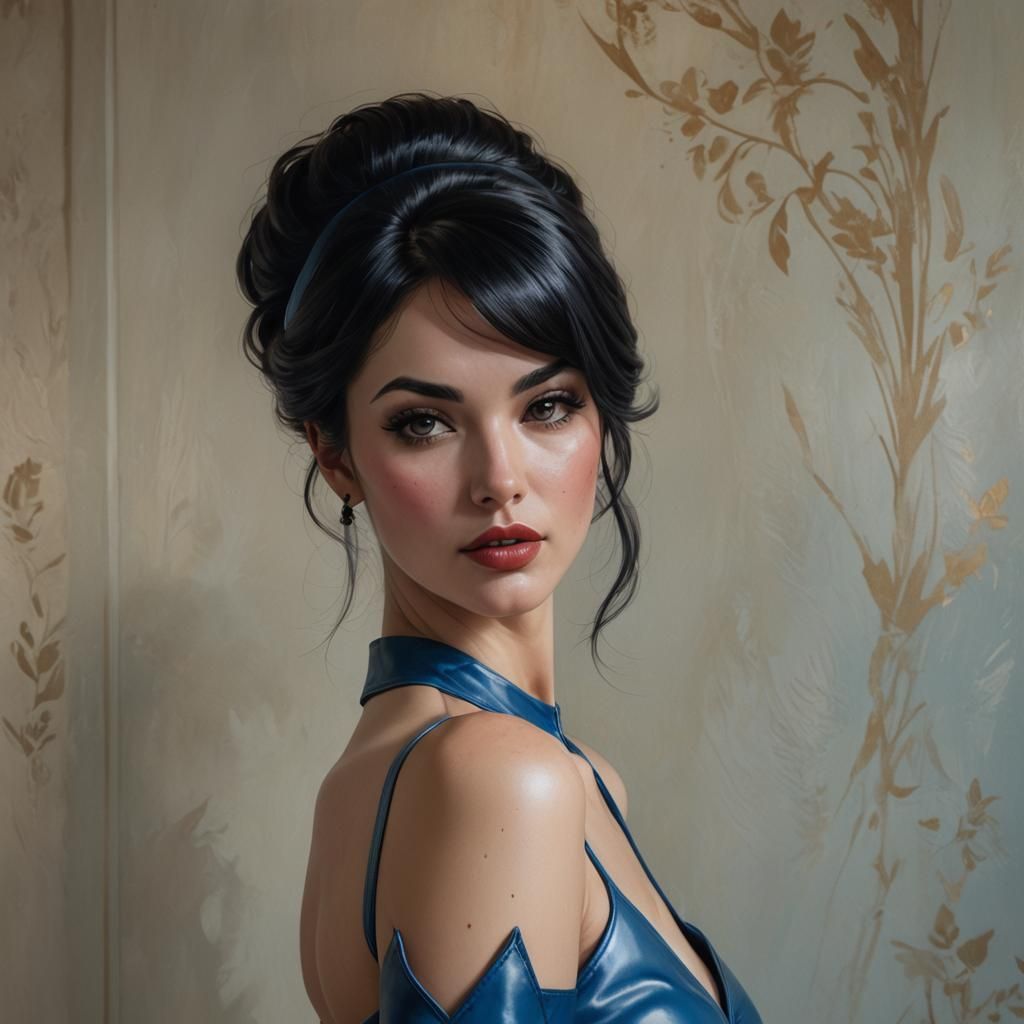 Pinup Girl in Hugh Hefner Villa, Photorealistic 8K