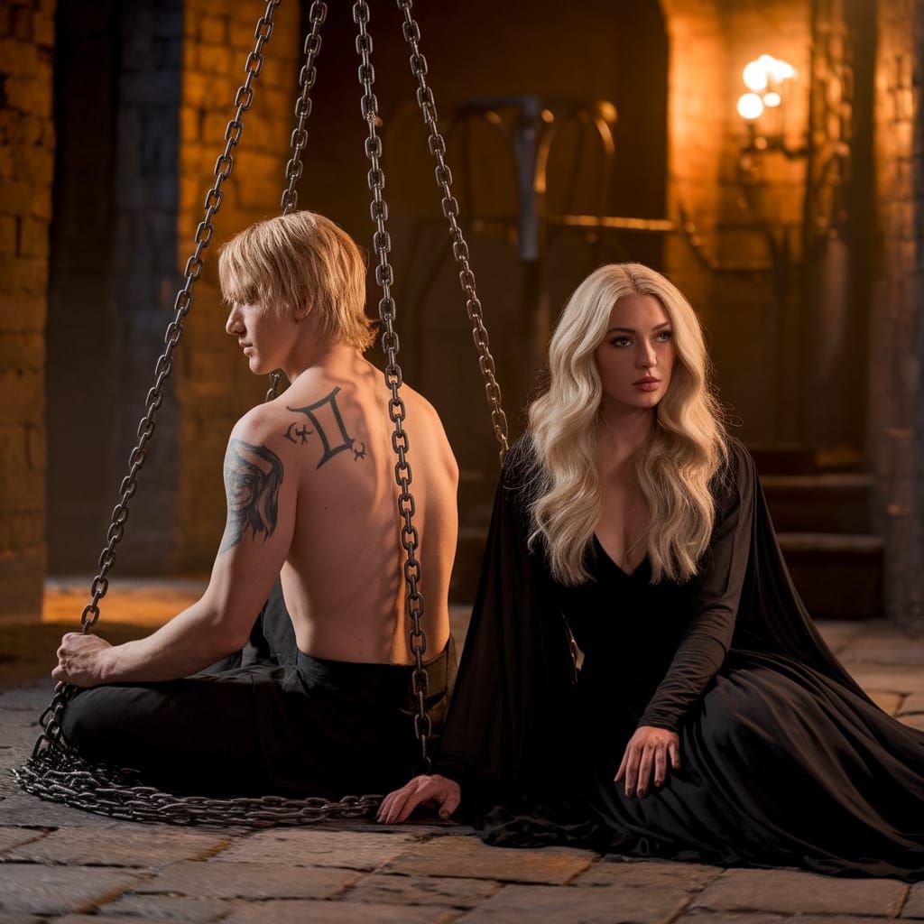 Epic Sorcerer in Chains Cinematic Film Still