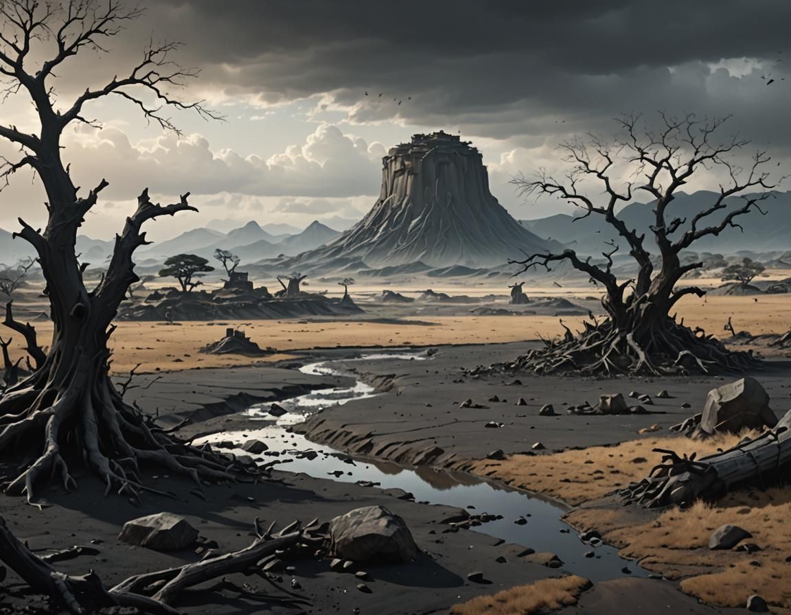 Earthen Tomb in Barren Landscape: Digital Matte Painting