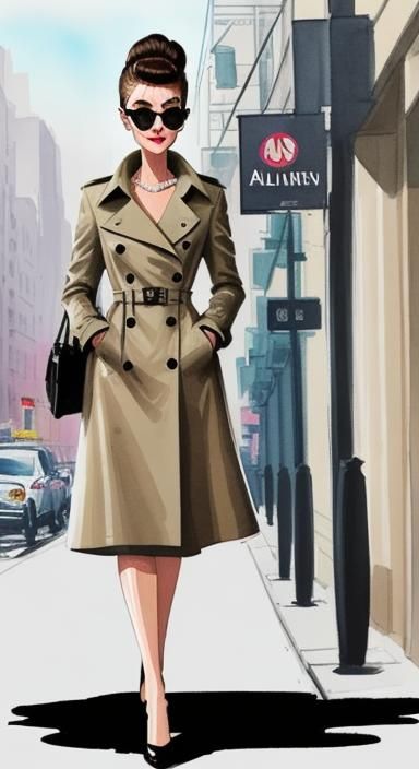 Audrey Hepburn Style Fashion Illustration in New York