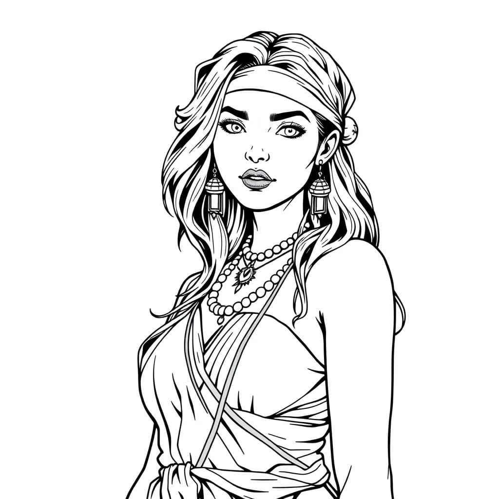 Moon Priestess Portrait in 1980s Comic Art Style