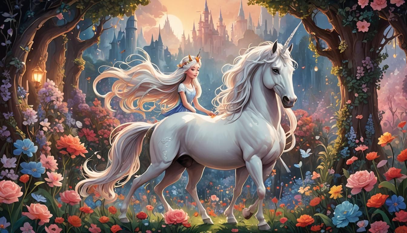 The Last Unicorn in Enchanted Pixar Style