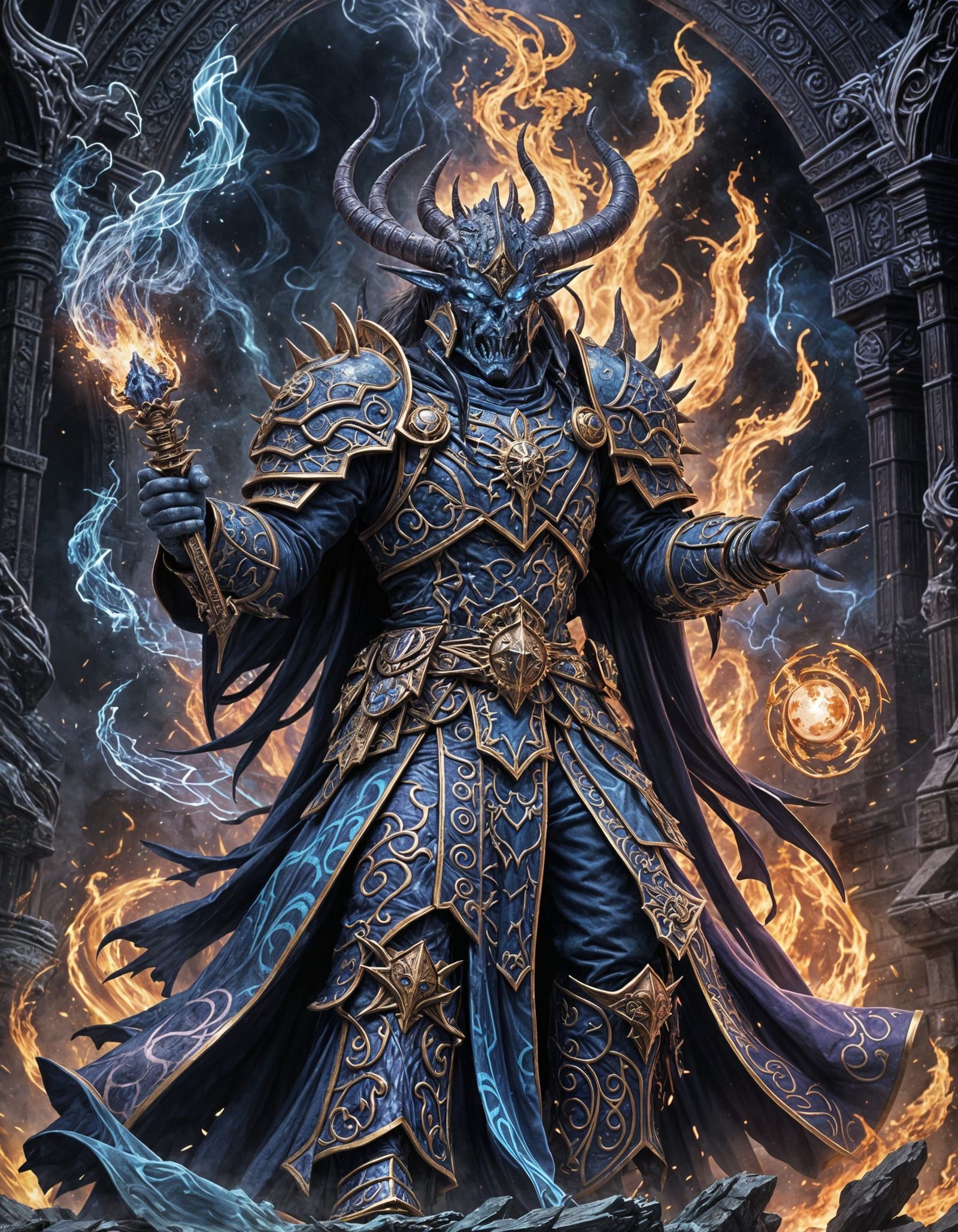 Zargothrax the chaos sorcerer of the blue celestial flame, w...