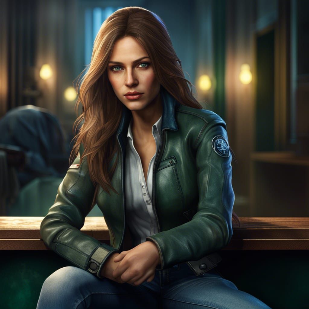 Beautiful Special Agent in Dark Room: 8K Resolution