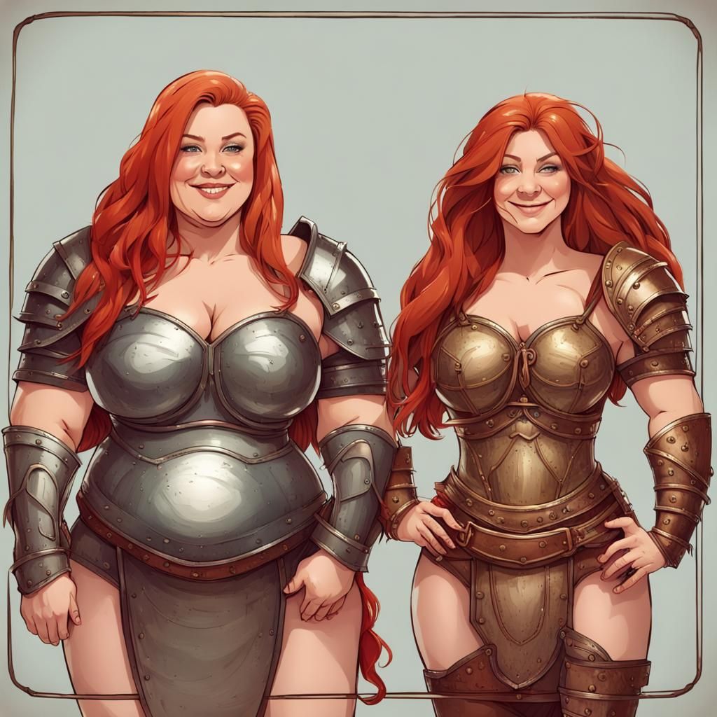 Two Women in Armor with Contrasting Body Types
