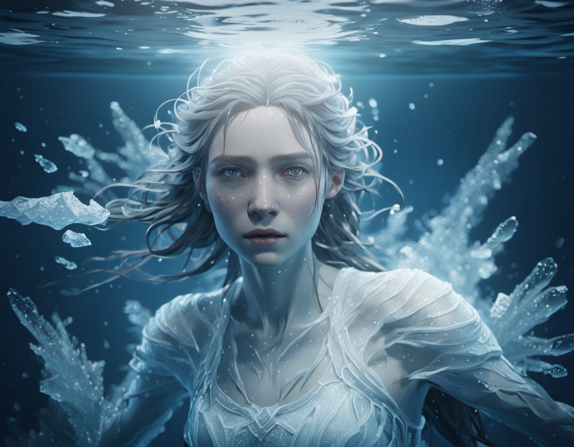 Person Escaping Freezing Water Beneath Ice - Realistic Fanta...