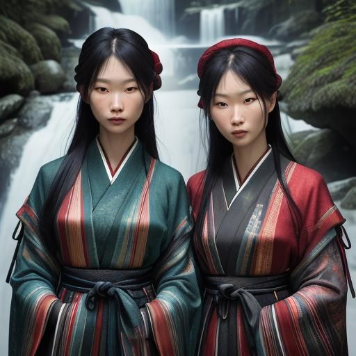 Japanese Sisters Expedition Portrait in Professional Style