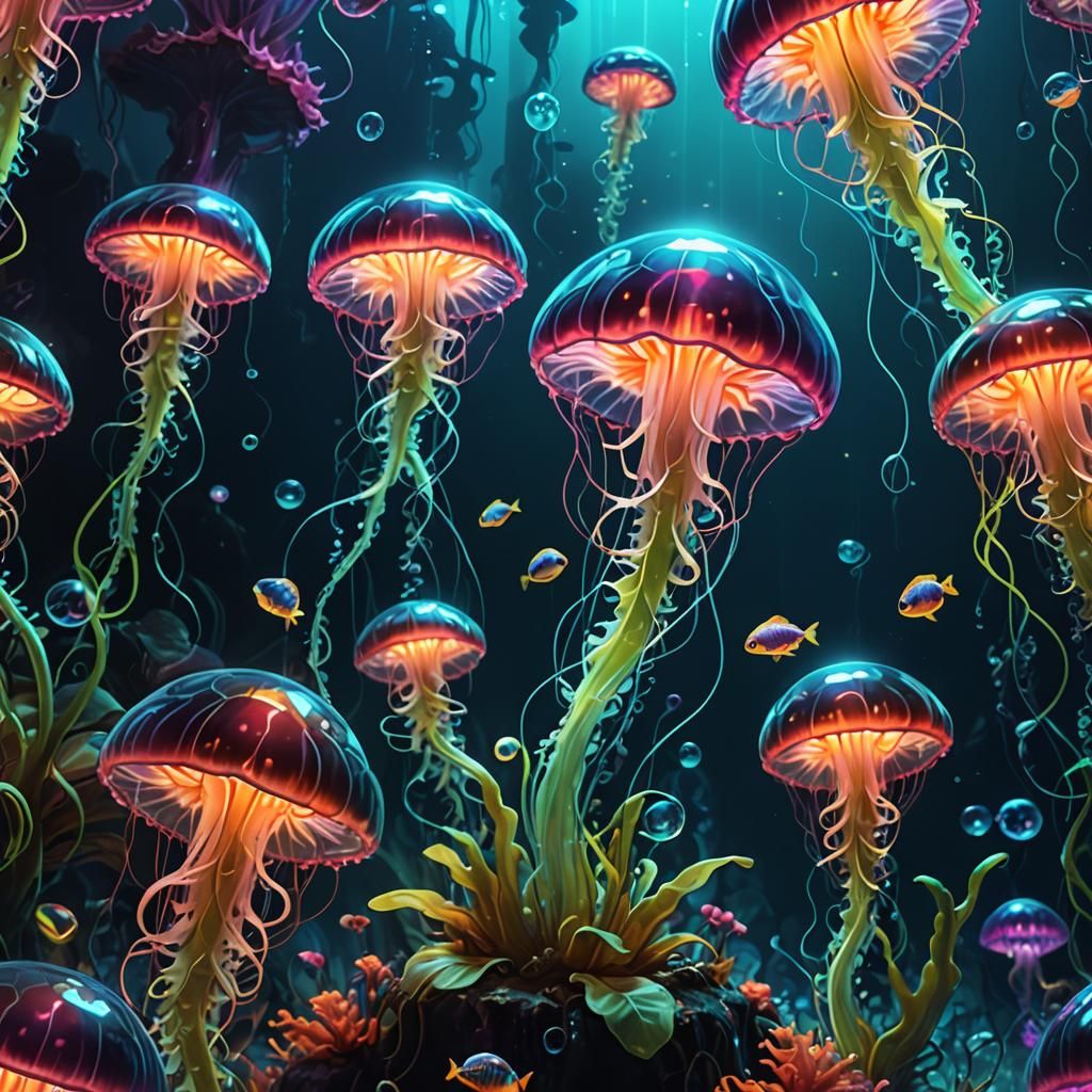 Bioluminescent Alien Underwater World Concept Art