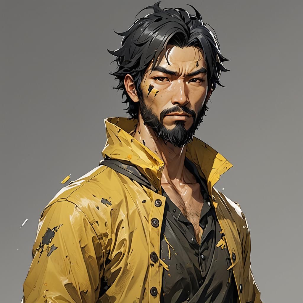 Weathered Man in Anime-Inspired 3D Art