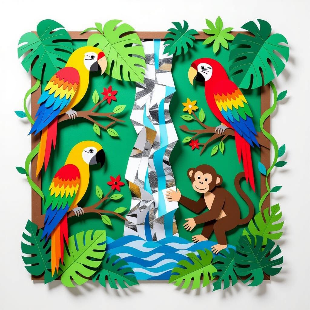 Tropical Rainforest Paper Collage Inspired by Matisse