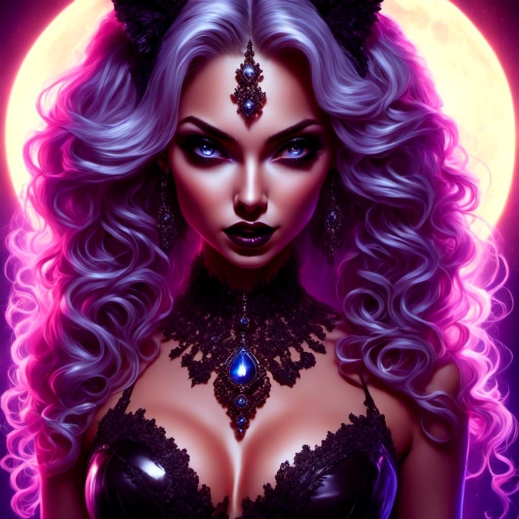 Gothic Tattooed Latina Pinup in Rococo-Horrorcore Style