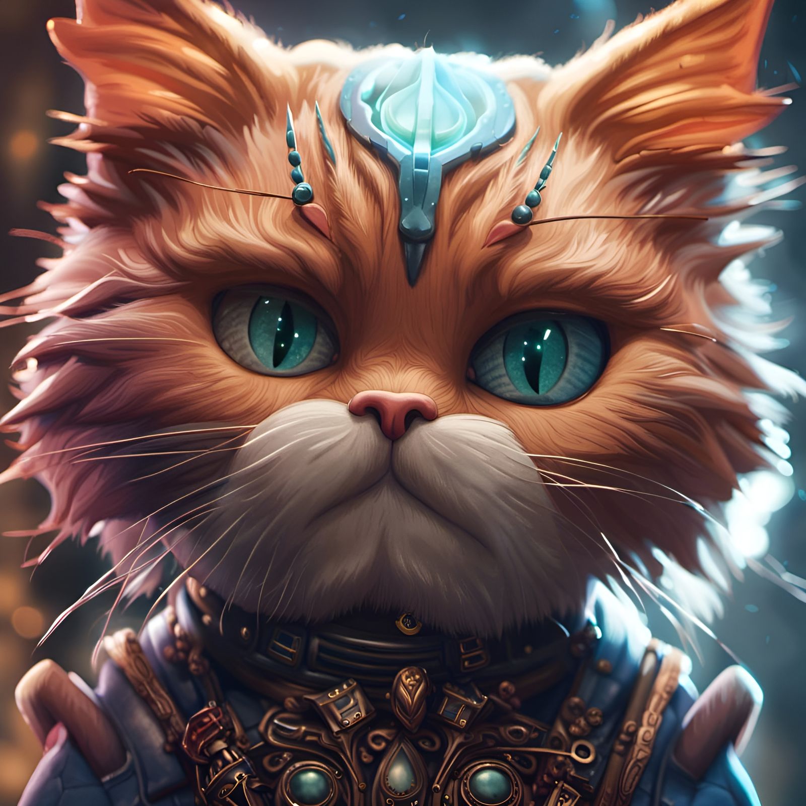 Cartoon Cat Portrait in Detailed Matte Painting Style