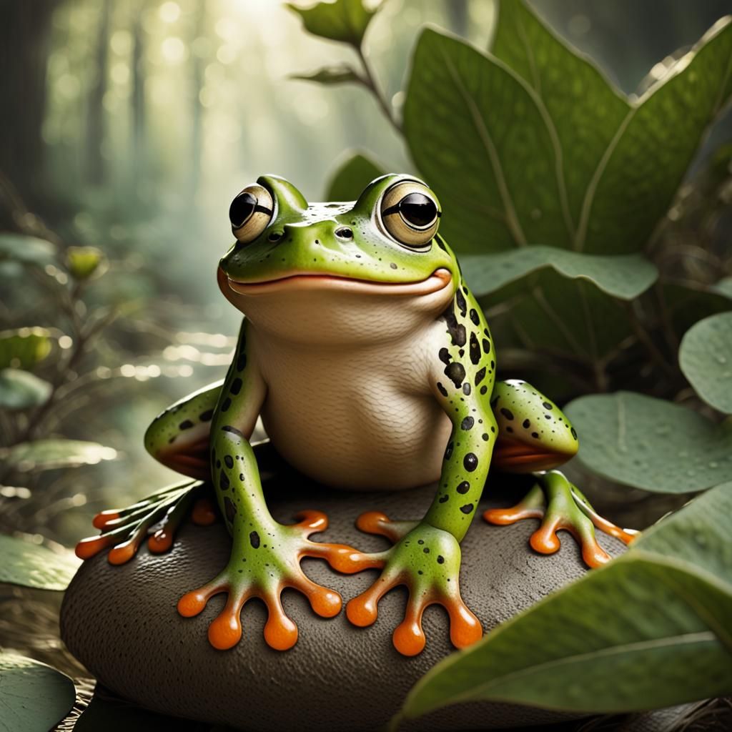 Enchanted Glass Frog Awakens in Forest