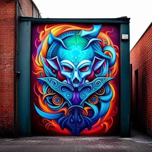 Sigil Floating Above Earth in Graffiti Art Style