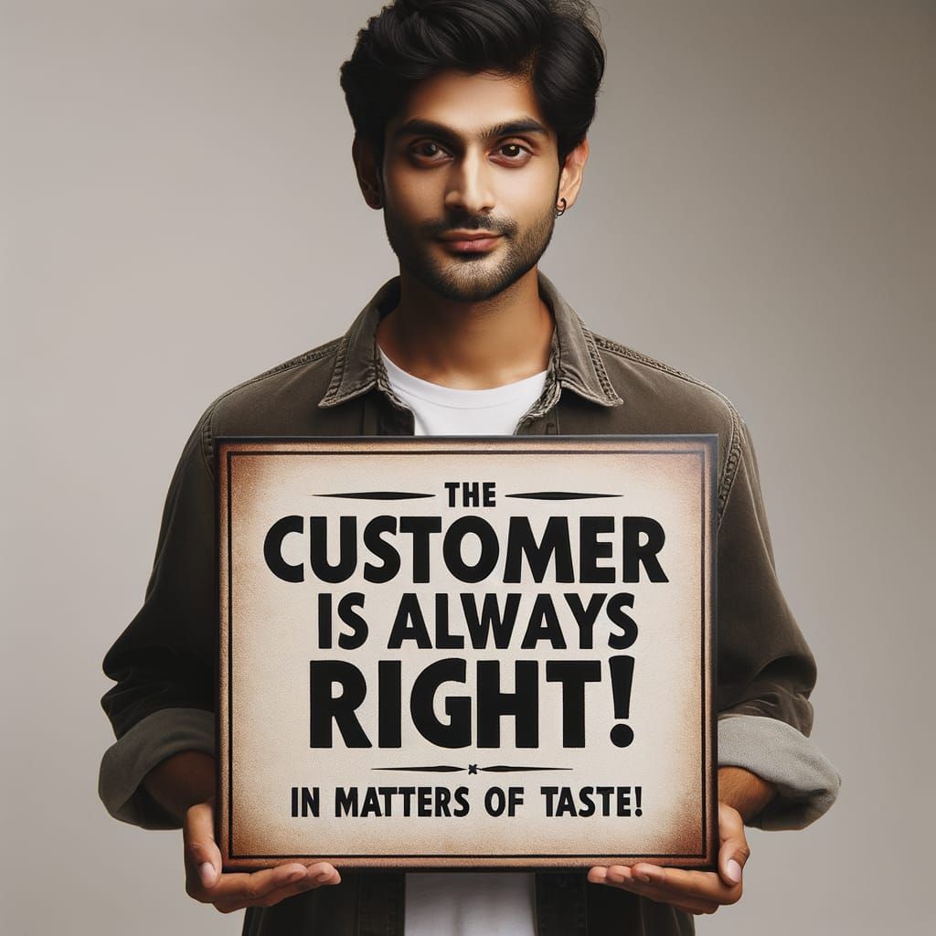 Confident Man Promotes Customer Choice