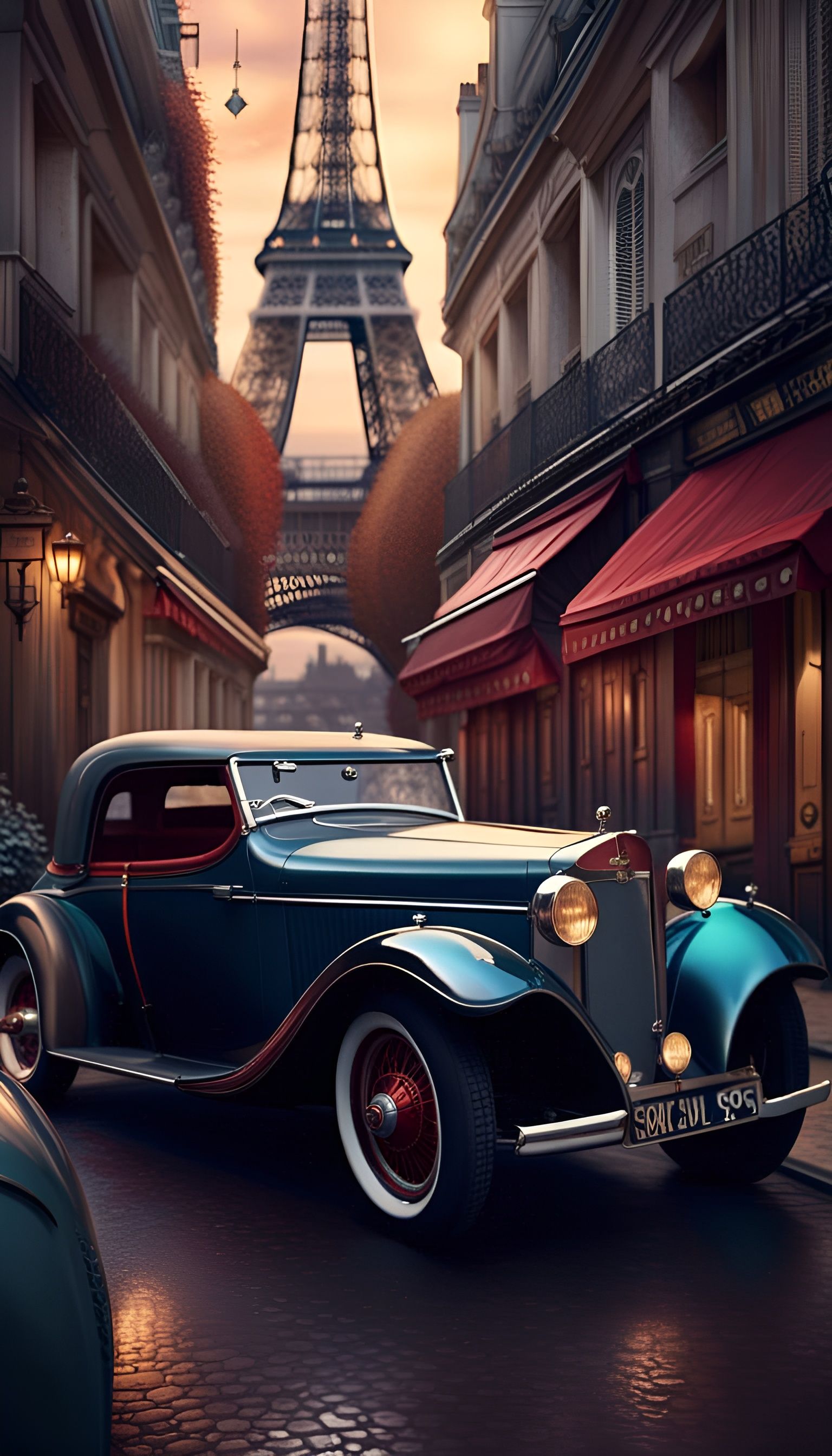Classic Cars in Romantic Paris: Matte Painting