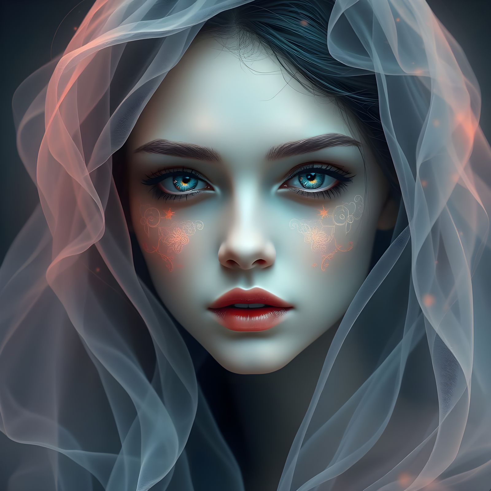 Elegant Ghost Face: Hyper-Realistic Digital Art