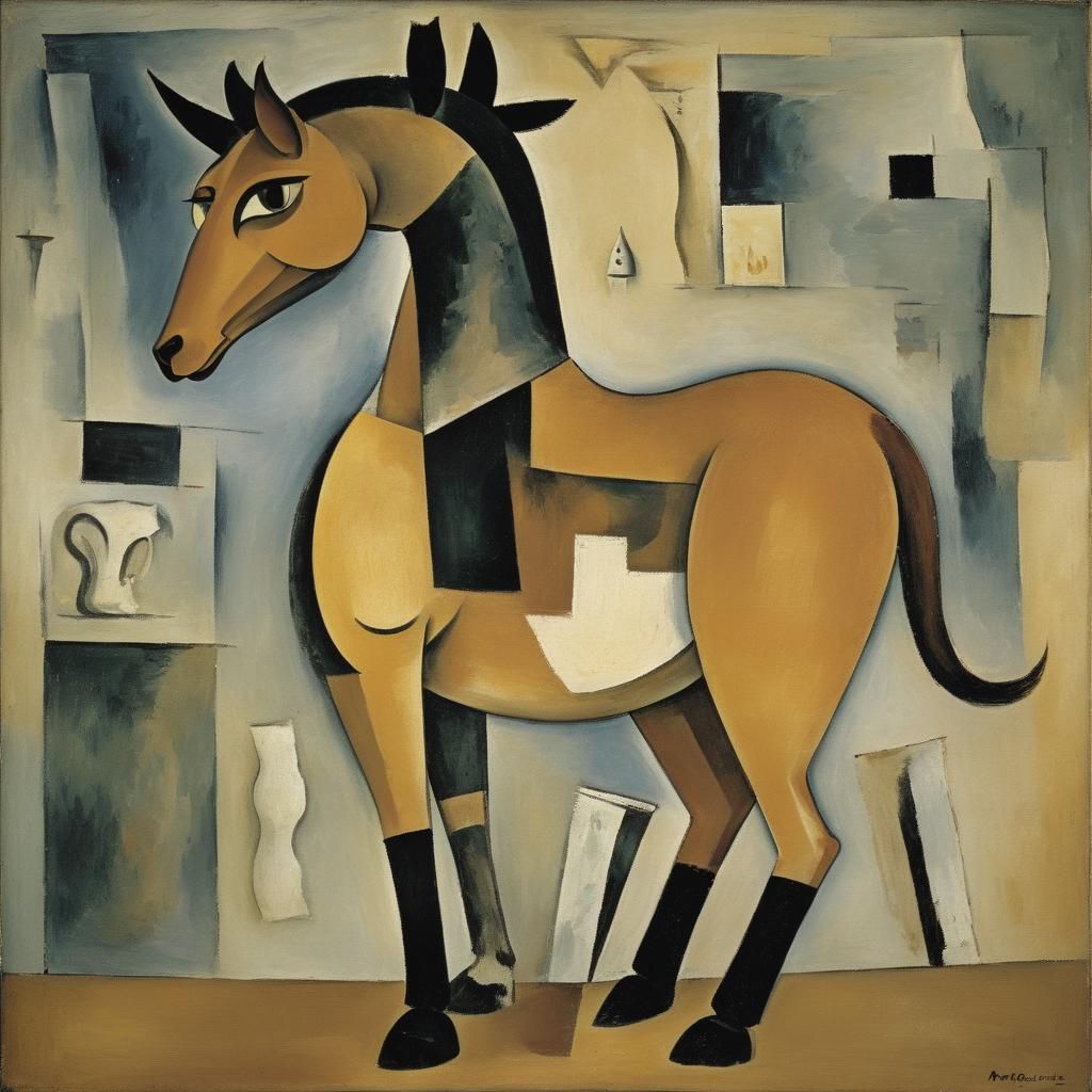 Cat-Centaur Hybrid in Cubist Style